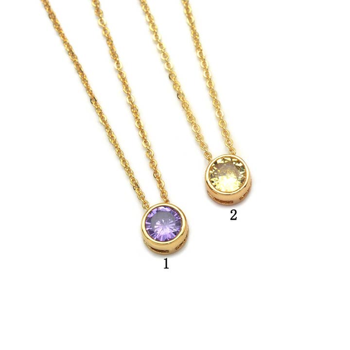 Collier chaîne délicate CZ Bezel, sku #EF218 pour la vente par BestBeads&Beyond