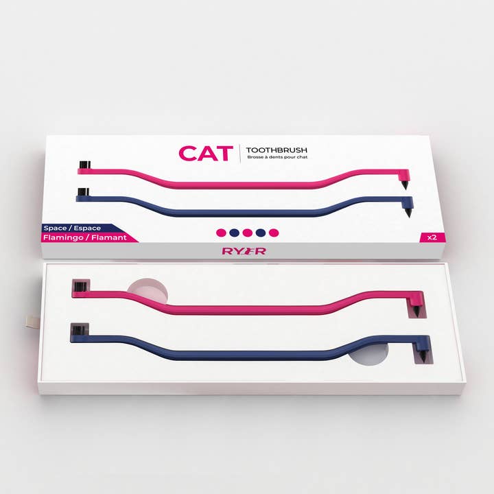 RYERCAT - Wholesale Pet Brush - Cat/Dog - Pack of 2 Cat Toothbrush Micro Head & Dual Sided4
