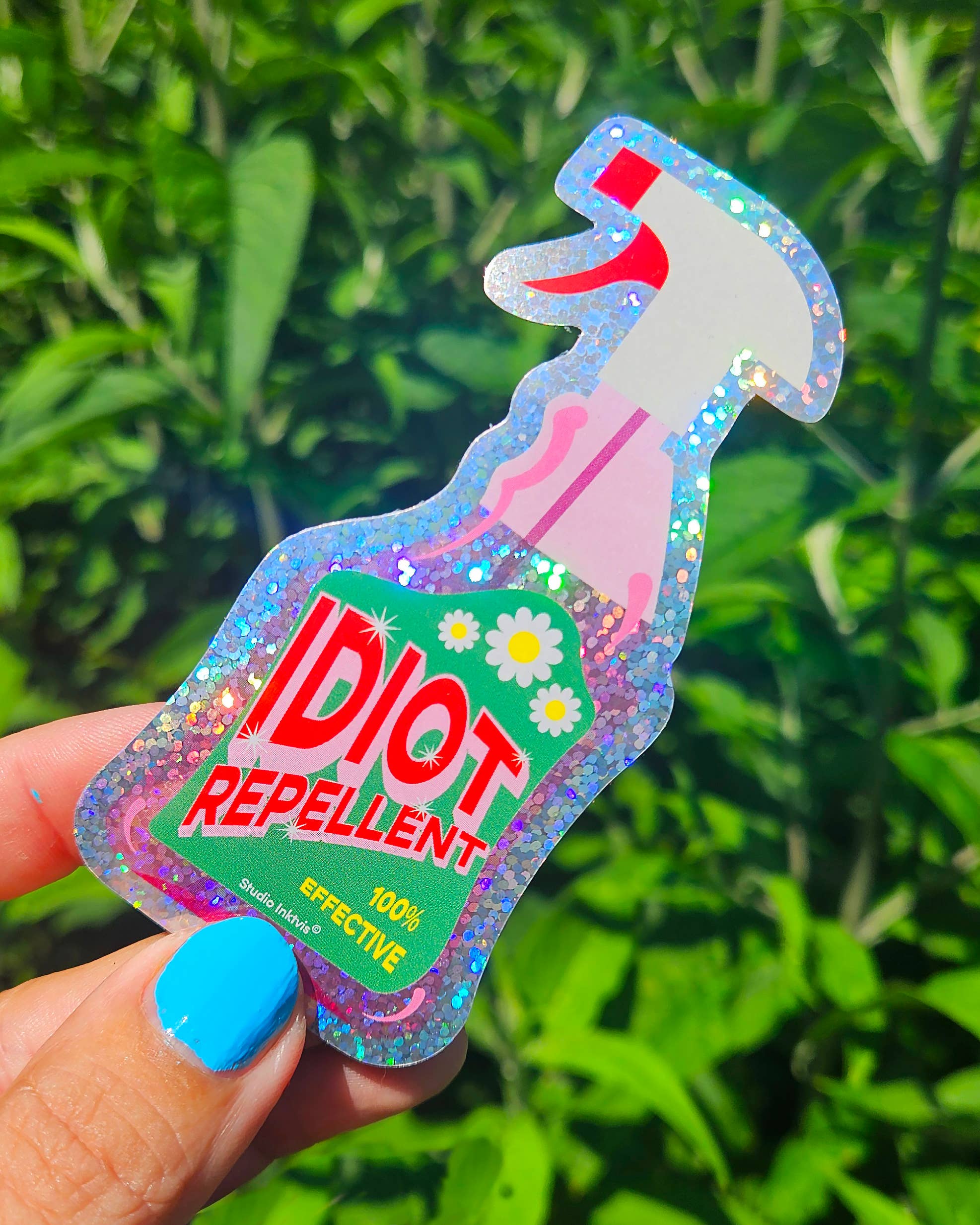 Studio Inktvis - Wholesale Sticker - Glitter sticker Idiot Repellent spray1