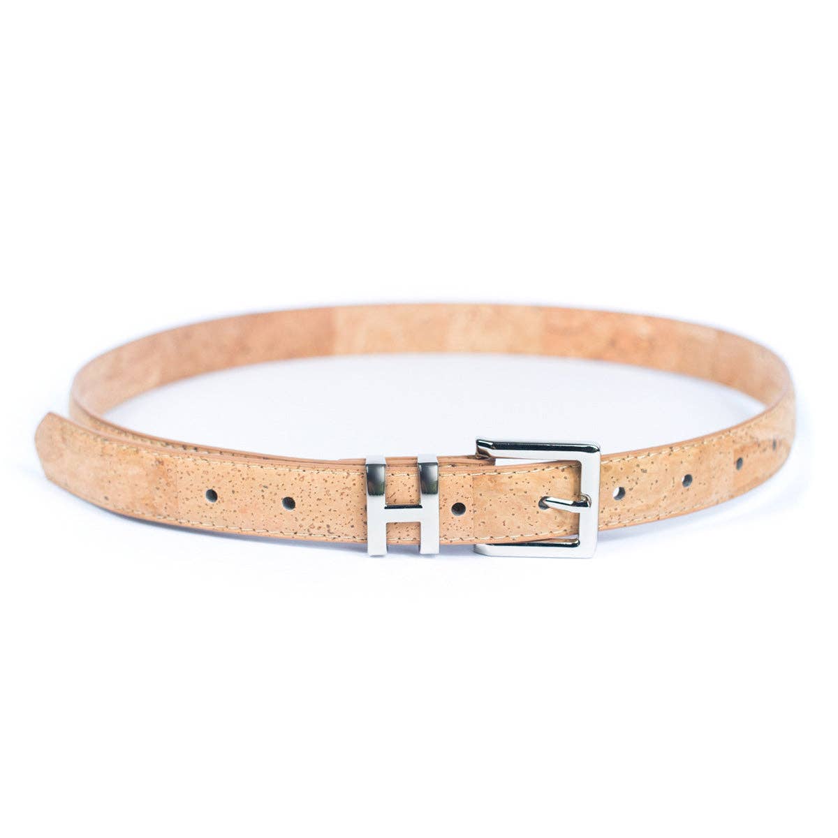 Meninas Bonitas Cork – wholesale Belt – Women's – Double-Sided Cork Belt with H Logo Design, Women's Silver L-100412