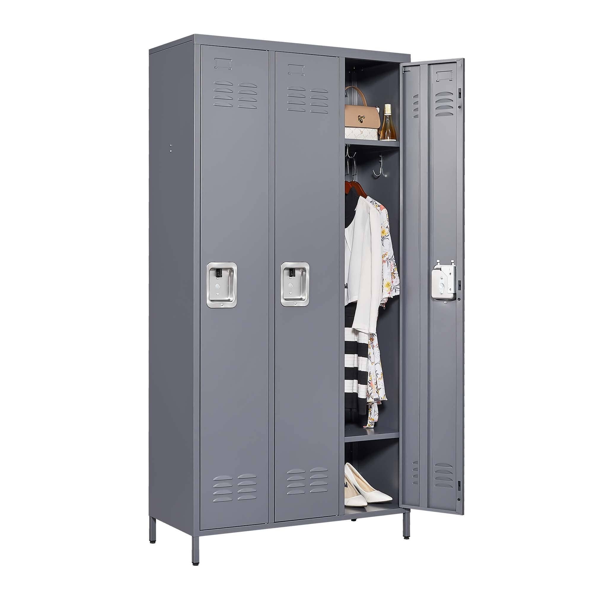 HOMYCASA DESIGN INC - Wholesale Cabinet - 3-Door Metal Lockers Gray Cabinet for Office Gym Home1
