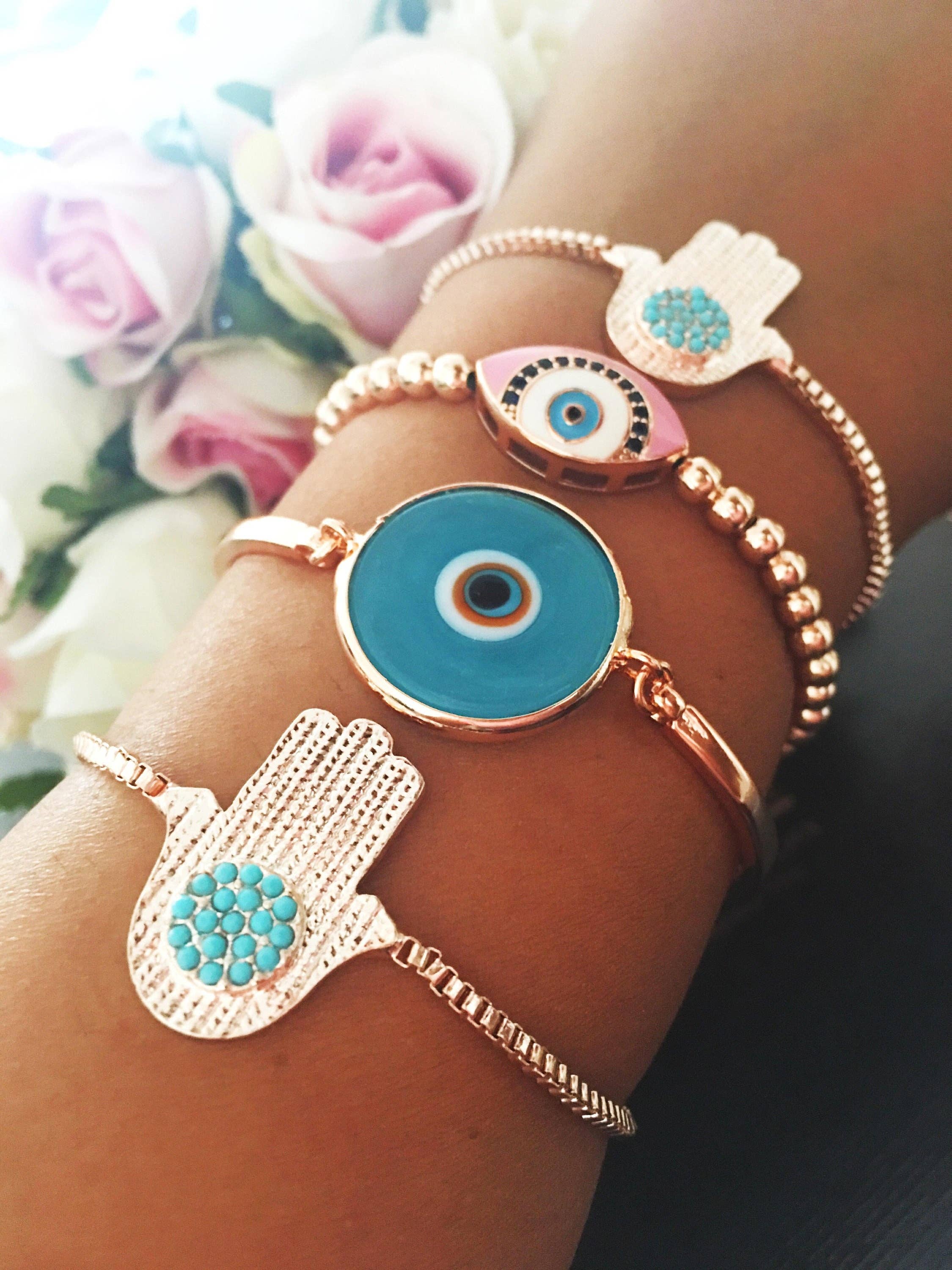 Evileyefavor - Wholesale Jewelry Set - Rose Gold Bracelet Set, Evil Eye Hamsa Bracelet3