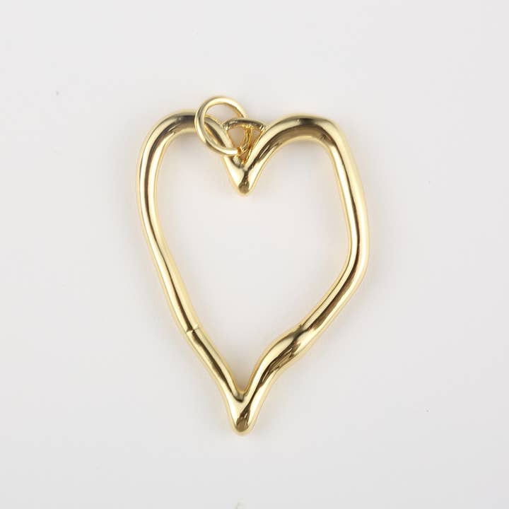 Beads Creation – Engroshandel Vedhæng/charm – Guldfyldt hult hjerte charmevedhæng, CP1943