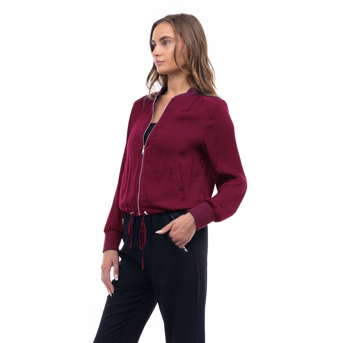 Naked Zebra Rack - Venta al por mayor Chaqueta - Mujer - Chaqueta de satén acanalado en contraste con cordón en la cintura5