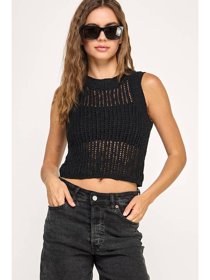 Miss Love - Wholesale Knit Top - Women's - CROCHET SLEEVELESS KNIT TOP