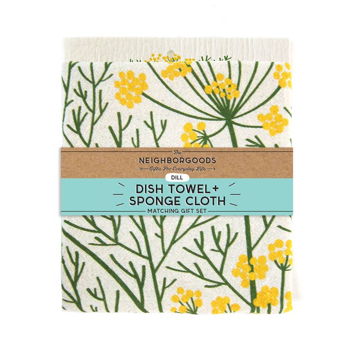 The Neighborgoods - Wholesale Tea Towel - Dill - Tea Towel + Sponge Cloth Set