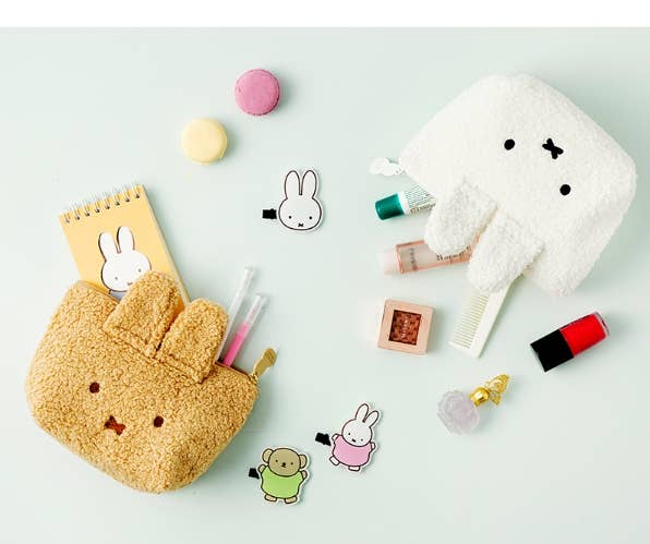 K-Wonderland - Wholesale Pencil Case/Pouch - Miffy Face Fuzzy Cozy Multi Pouch 6