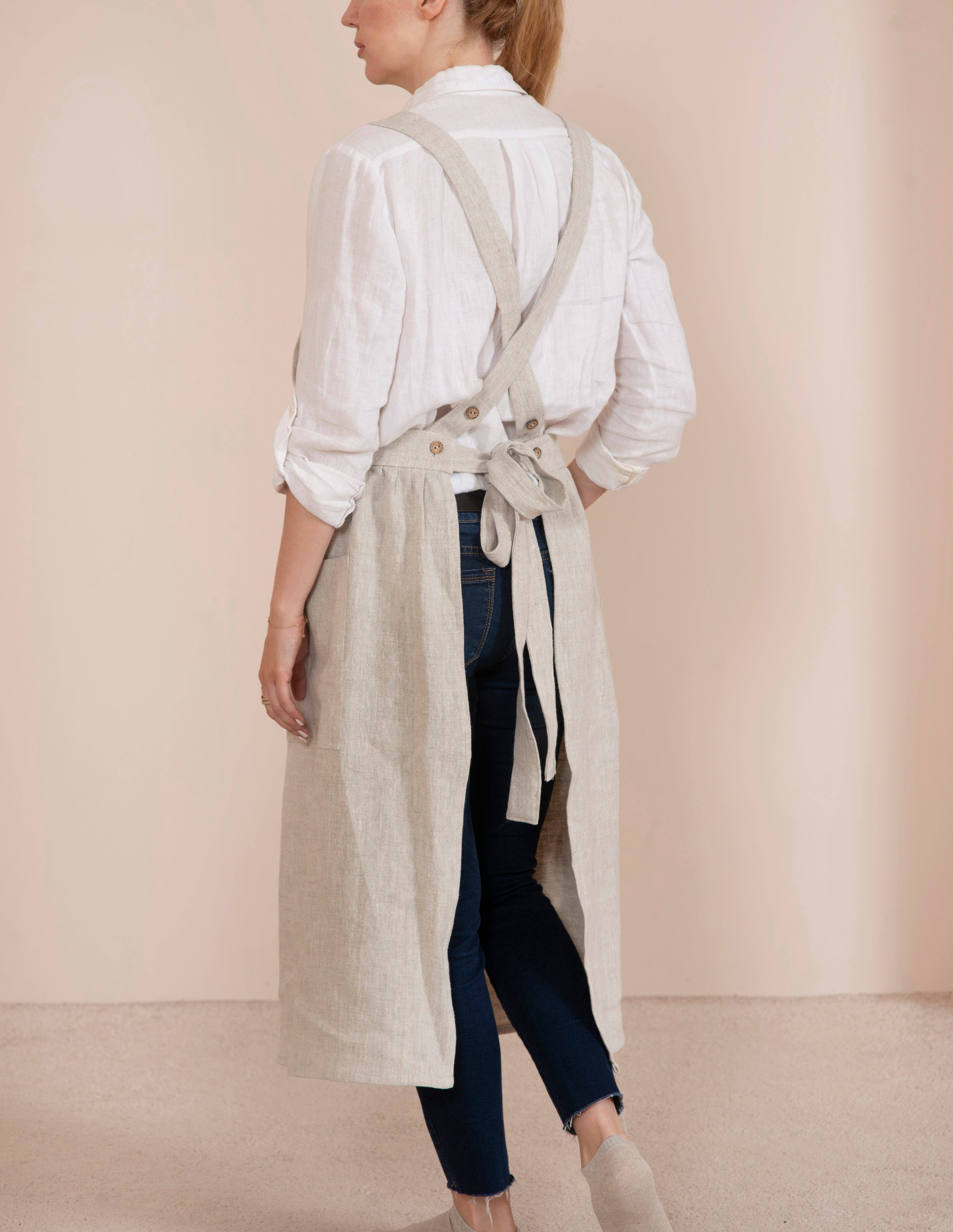 LinenQ - Wholesale Apron - Linen pinafore apron dress in various colors9