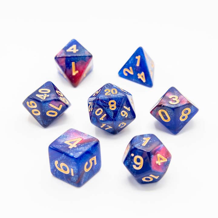 Berry Cosmos | Acrylic Dice | 7 Piece Set for wholesale by Tabletop Dominion Limited