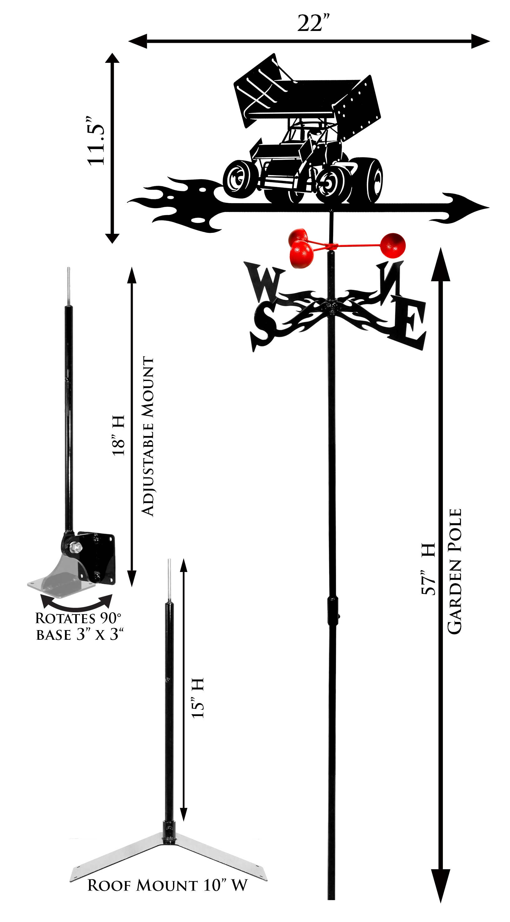 SWEN Products - Wholesale Windspinner/windspel - Farrell-serie FARRELL - SPRINT CAR Weathervaan4