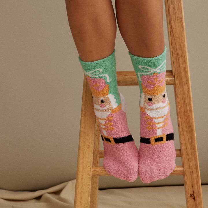 Christmas Fuzzy Socks Assorted Pack of 4 for wholesale on Faire