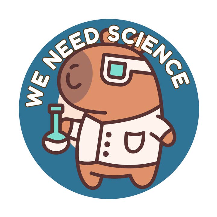 "We Need Science" Round Sticker for wholesale by Jaala Spiro