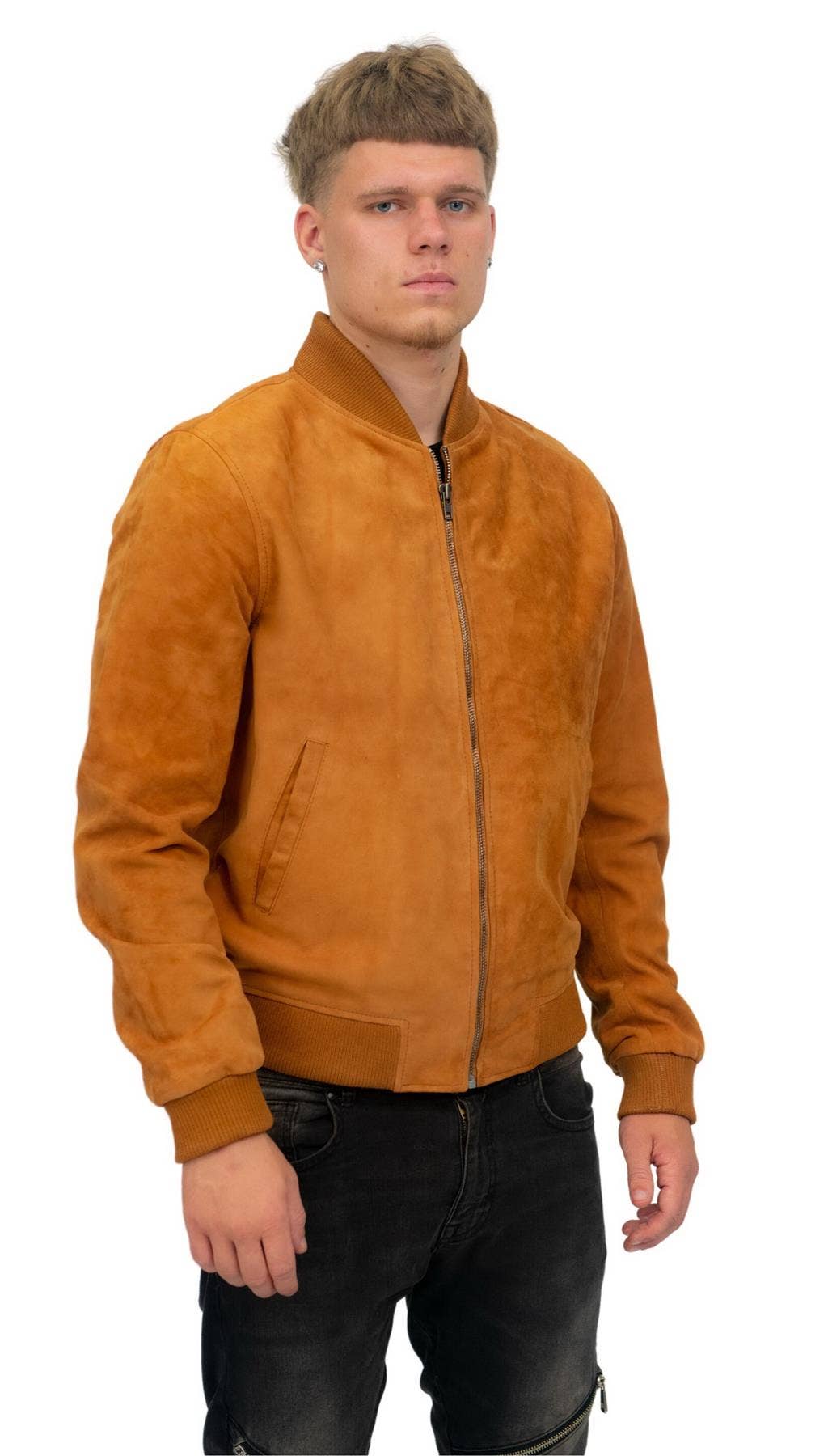 Infinity Leather (Upperclass Fashions Ltd) - Wholesale Bomberjack - Heren - Heren Retro Geiten Suède Varsity Leren Bomberjack-Athene29
