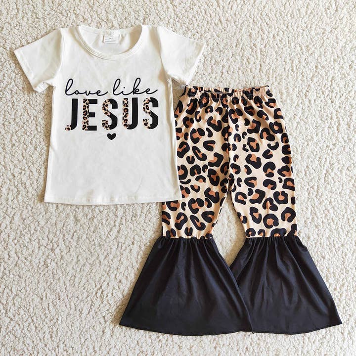 Baby girls Jesus Leopard Bell pants clothes sets for wholesale by Aier Wholesale