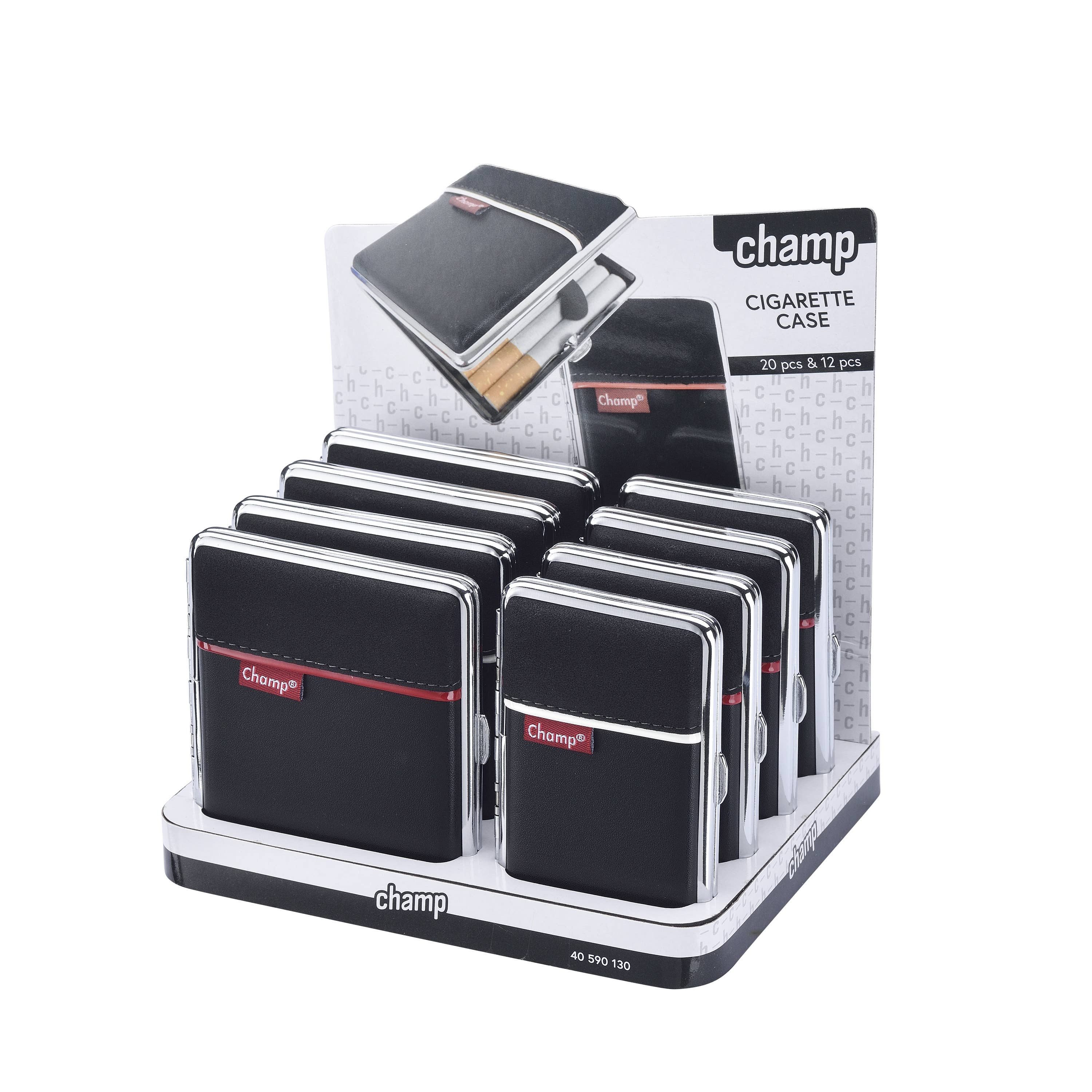 Champ by Polyflame - Wholesale Sigarettenhouder - Display met 12 platte sigarettenhouders in twee maten0