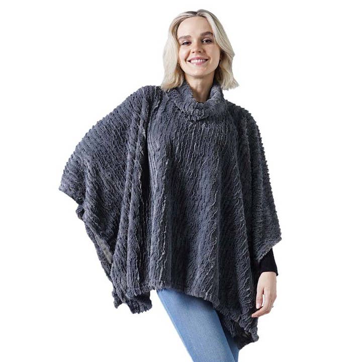 Supersoft Loose Turtleneck Ribbed Poncho for wholesale by Shopping2help