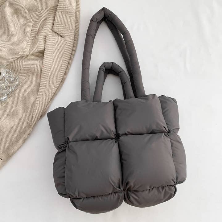 Dipped Shop - Wholesale Tote Bag - Women's - Simple Puffer Tote Bag Solid Color Soft Handbag DP8091