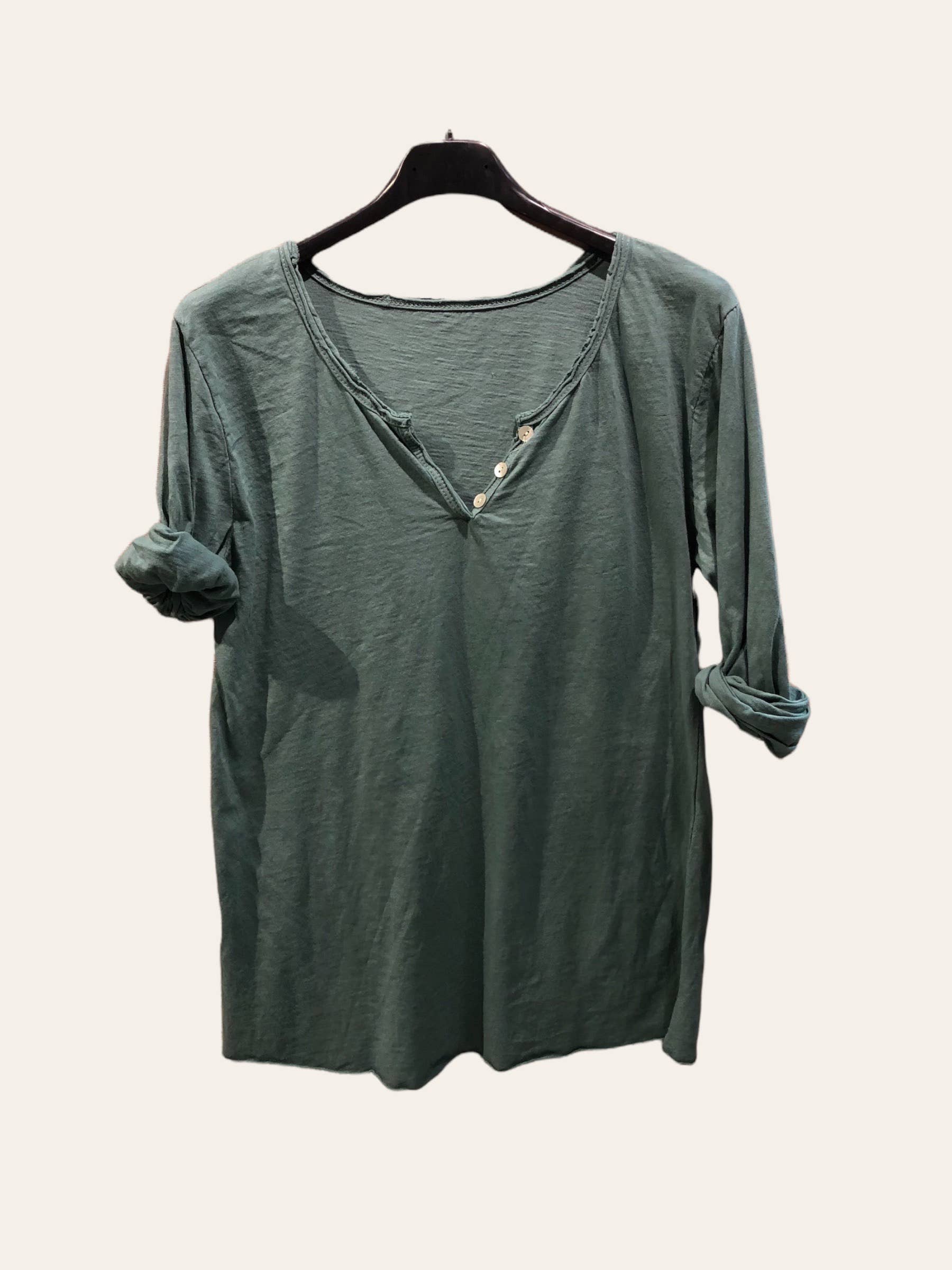 Moonsun - Wholesale T-Shirt - Women's - Plain long sleeve cotton T-shirt with Tunisian collar #30380