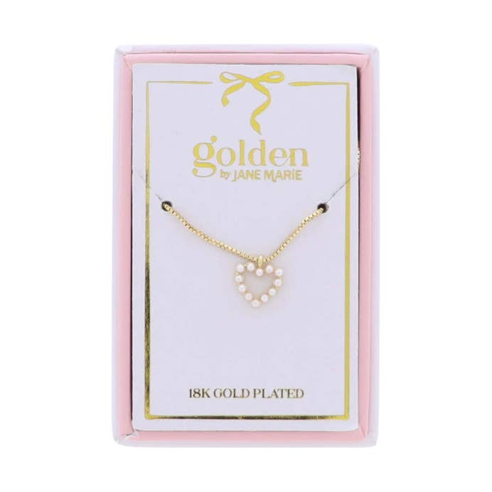 Kids 18K Gold Plated Necklace with Pearl Heart for wholesale by Jane Marie
