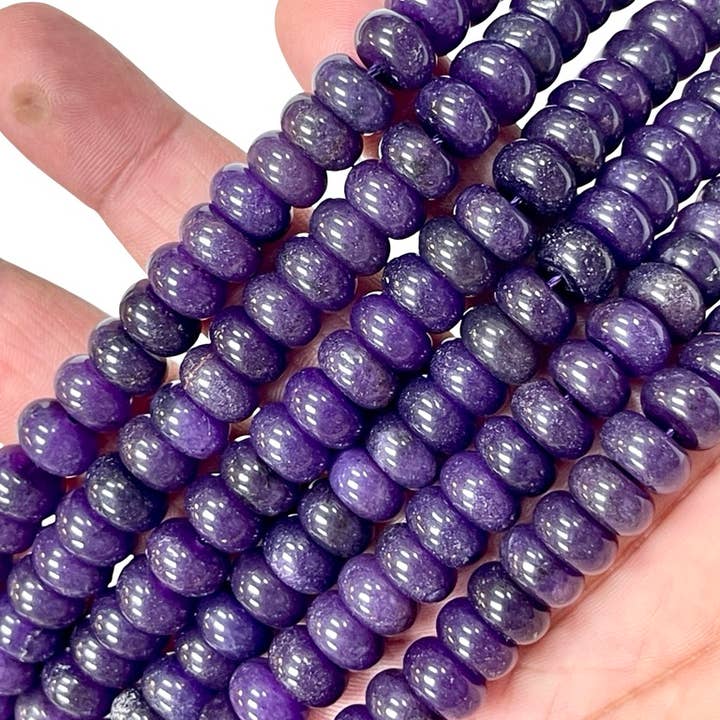 TRIVENI USA INC - Wholesale Beads - 10mm Purple Sugulite Quartz Gemstone Rondelle Beads Strand1