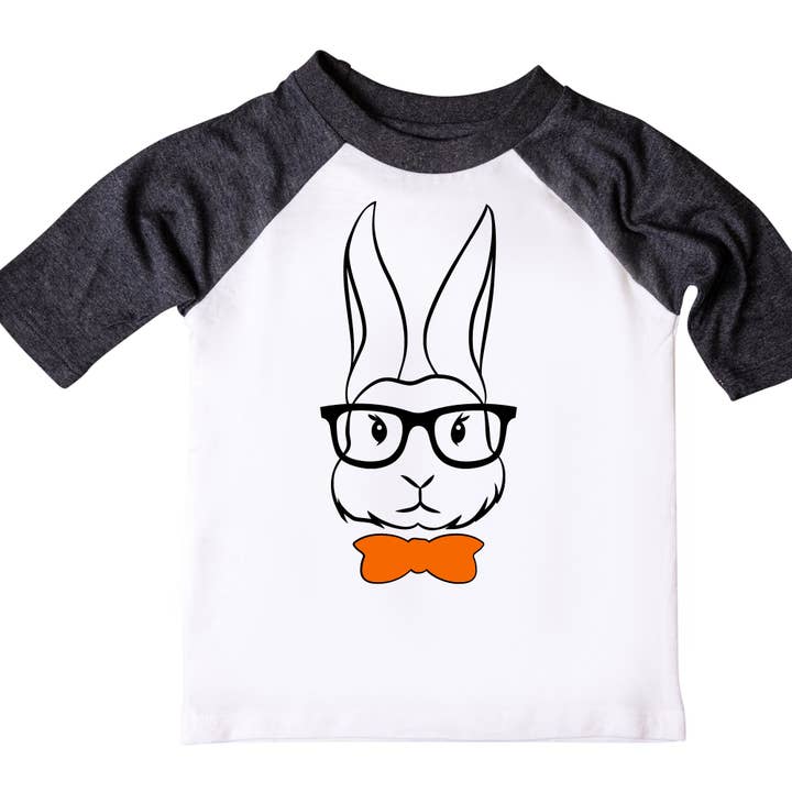 Jumpin' Jaks Tees - Wholesale T-shirt met zeefdruk - Kinderen - Paasshirt voor jongens, Paasoutfit voor jongens, Hipster Boy Bunny1