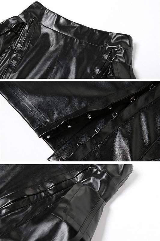 SCHWARZ Kunstleder-Top und Rock-Set für den Großhandel auf Faire5