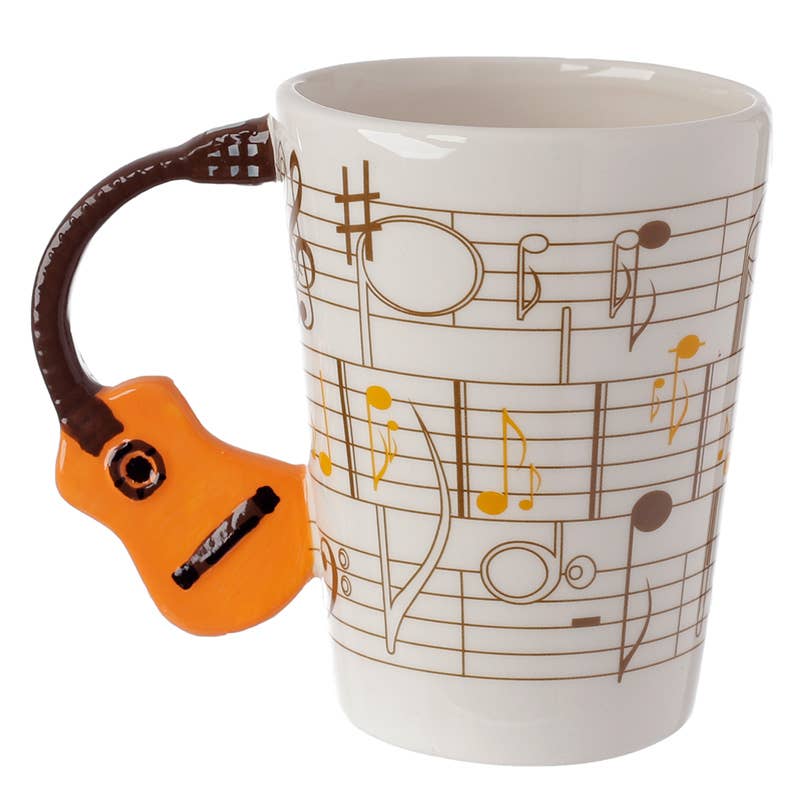 Puckator EU - Wholesale Coffee Mug - Guitar with Sheet Music Decal Ceramic Shaped Handle Mug2