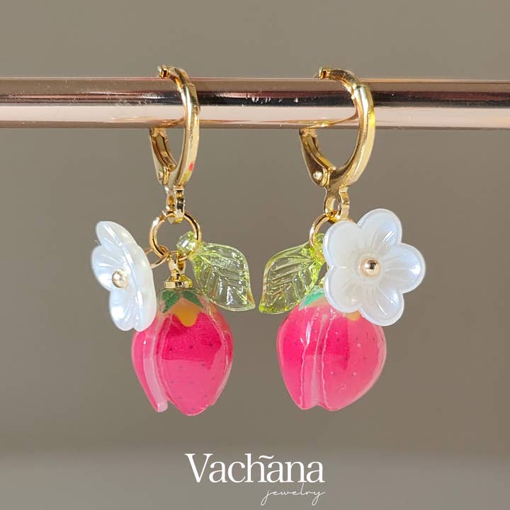 Sweet Strawberry Hoop Earrings for wholesale by Vachana