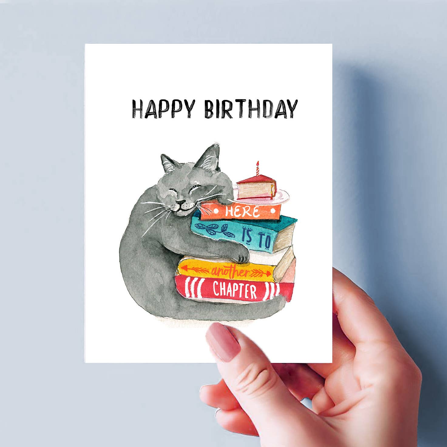 Liyana Studio - Vendita all'ingrosso Biglietti di auguri - Gatto Amante dei Libri - Divertente Biglietto di Compleanno2