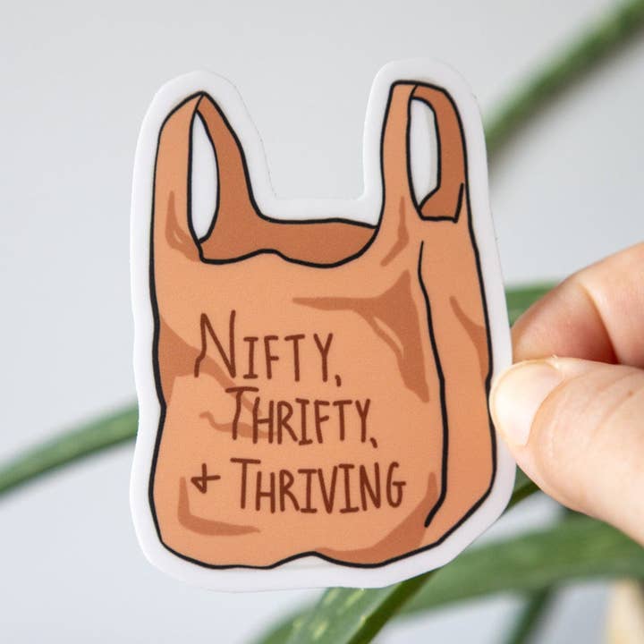 Nifty, Thrifty, and Thriving Sticker for wholesale by Lindy Stark Designs
