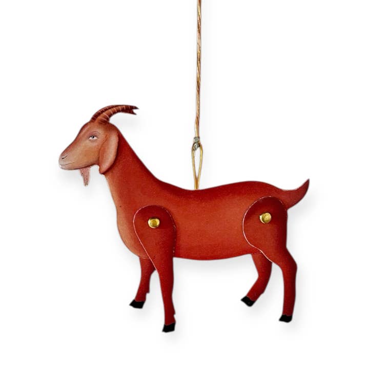 Poupée Articulée en Papier – Le Dahu de Noël pour la vente par La Souris Bleue