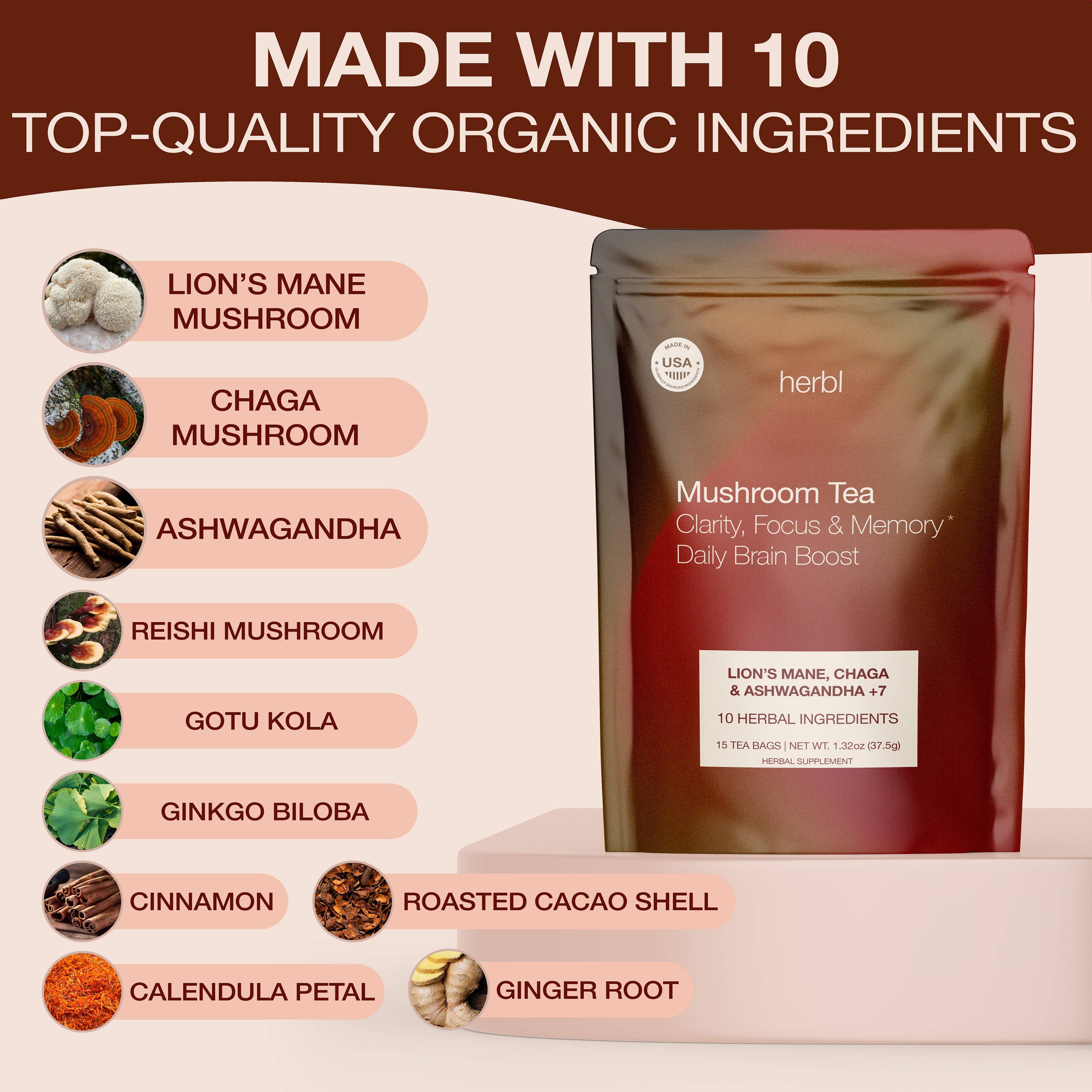 herbl – wholesale Health/detox tea – Brain Boost Mushroom Tea1