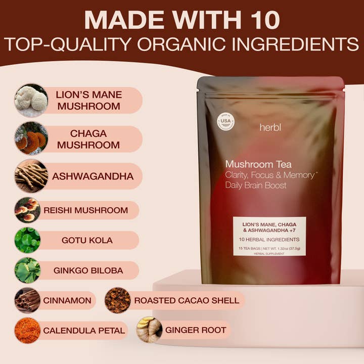 herbl - Wholesale Health/detox tea - Brain Boost Mushroom Tea1