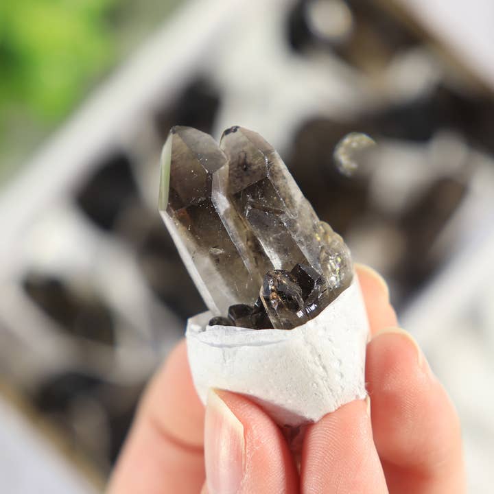 Natures Artifacts Inc - Wholesale Retailer Display - Beauty & Wellness - Smoky Quartz Clusters in a Flat (Small)5