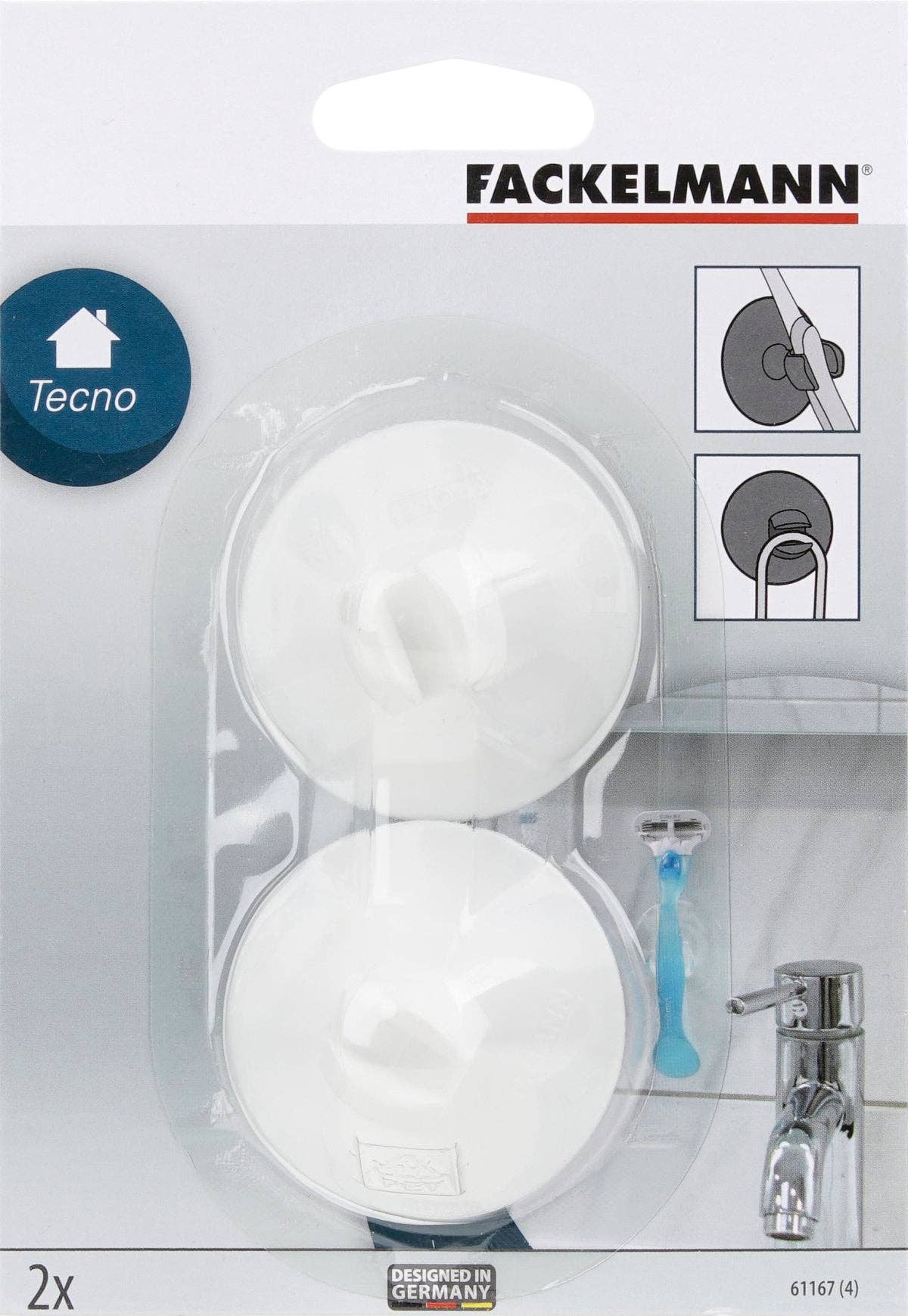 Zenker - Vente Support de brosse à dents - Porte-brosse à dents avec ventouse Fackelmann Tecno1