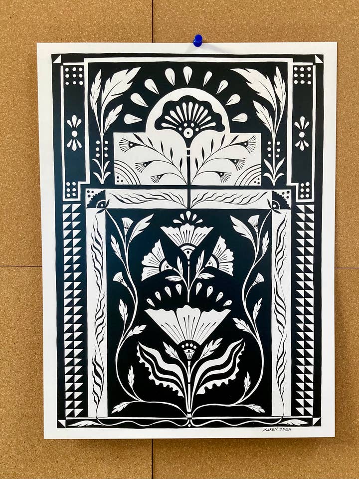 Black and white art print for wholesale by Maren Inga