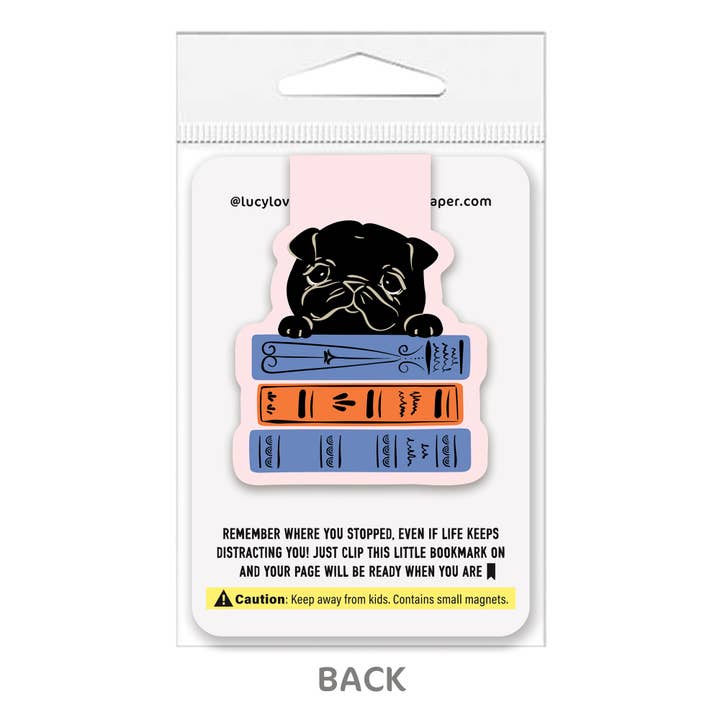 Lucy Loves Paper – Engroshandel Bogmærke – Magnetisk bogmærke | Sort mops & bøger2