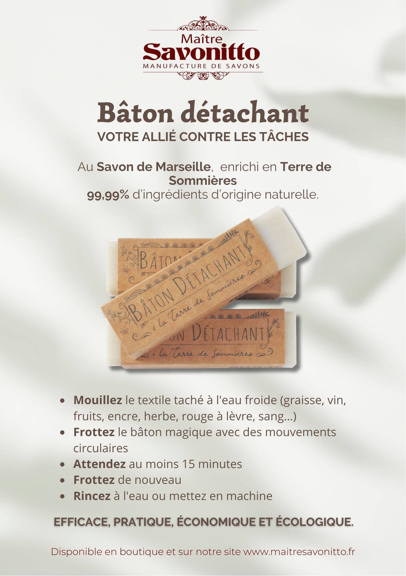 MAITRE SAVONITTO - Vente Pain de savon – homme - BEST SELLER : Bâton Détachant À La Terre De Sommières2