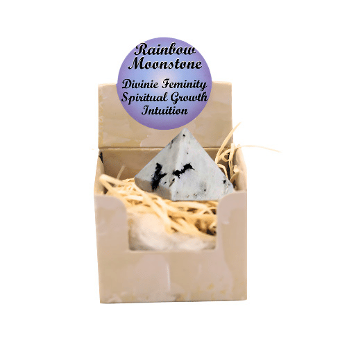 Green Tree - Wholesale Spiritual Stone/Crystal - Rainbow Moonstone Display ( 3 Pieces of 4 Shapes )3