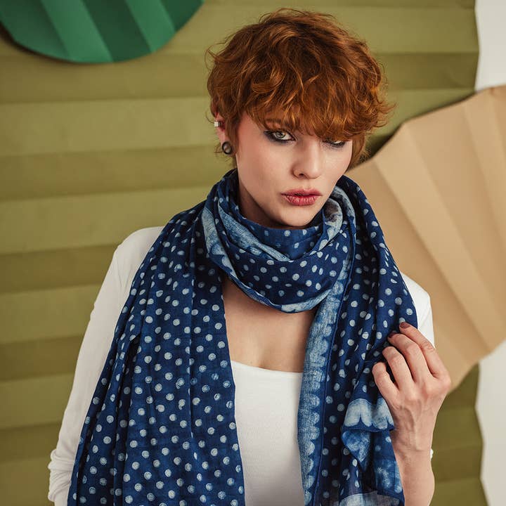 Handker Bandanas - Wholesale Scarf - Women's - Ellis Indigo Scarf