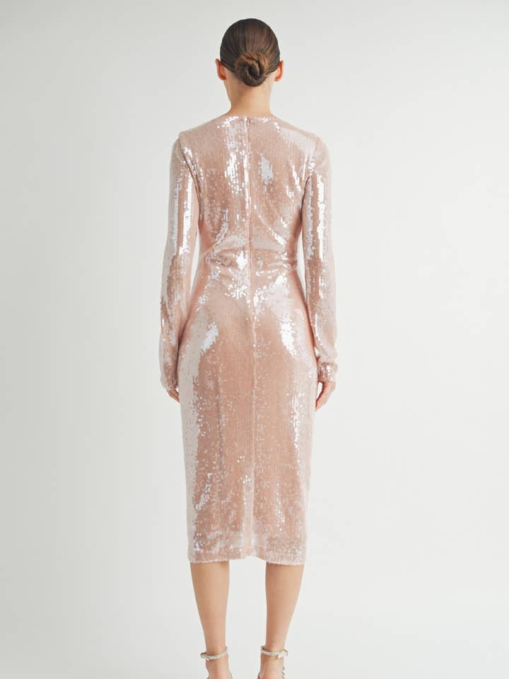 Pink Sequin Bodycon Midi Dress for wholesale on Faire