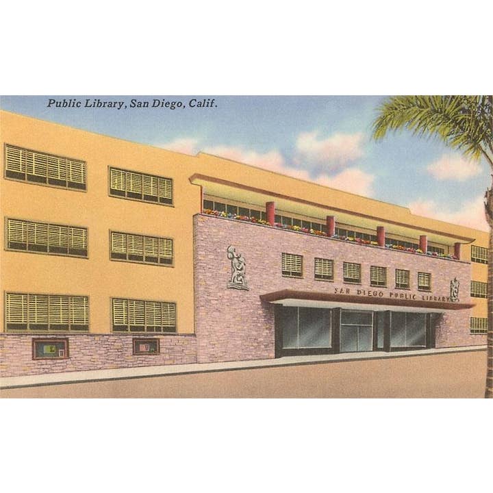 Postkort SD-293 Offentligt Bibliotek, San Diego, Californien for engroshandel hos Found Image Press