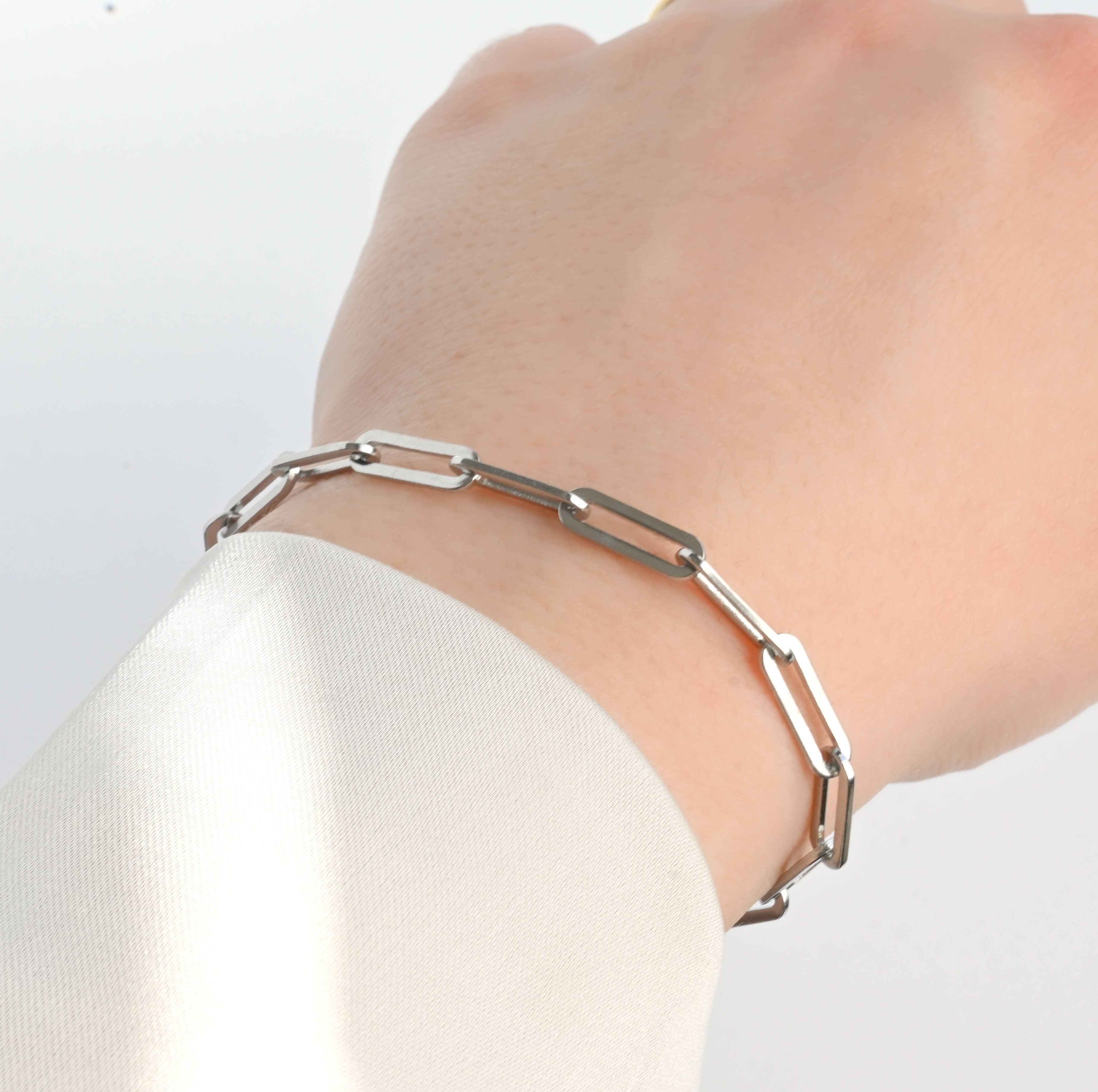 Blueyejewelry - Vente Bracelets maillon et chaîne - Bracelet en trombone épais - Bracelet en chaîne à maillons audacieux2