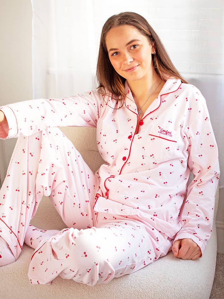TreatBox - Wholesale Sleepwear Set - Women's - Comfort Collective Cherry Print Pyjamas