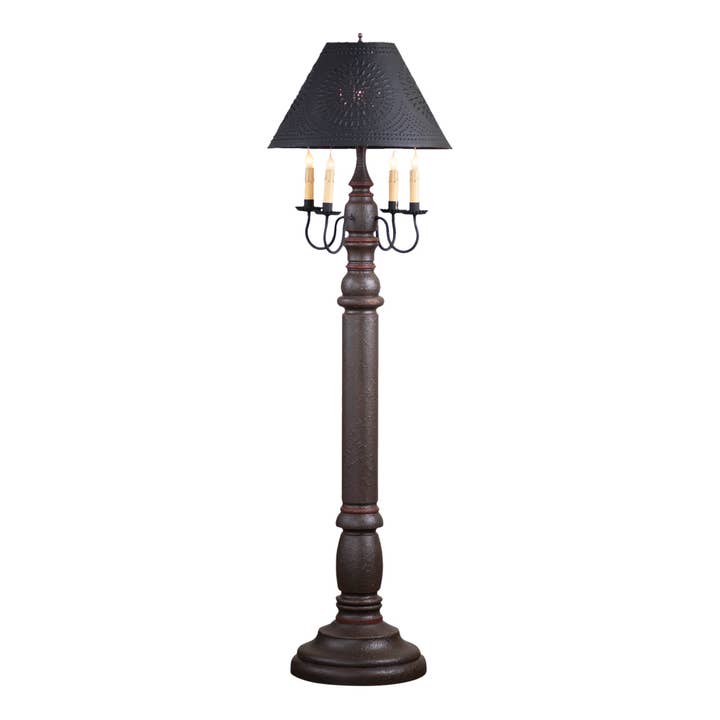 Irvin's Tinware - Wholesale Floor Lamp - Americana General James Woodspun Floor Lamp with Black Shade