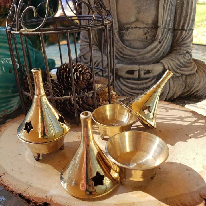 My Magic Place Shop - Wholesale Incense Holder - Small Brass Cone Burner / Cone Burner/Altar Décor1