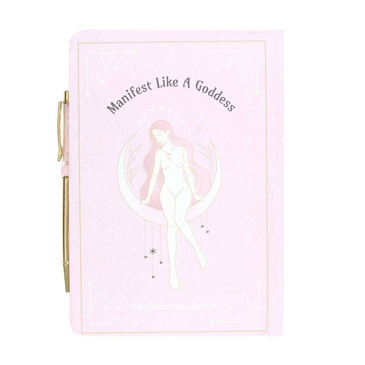 Something Different Wholesale - Wholesale Journal/Diary - Goddess Energy A5 Manifestation Journal and Rose Quartz Crystal Pen