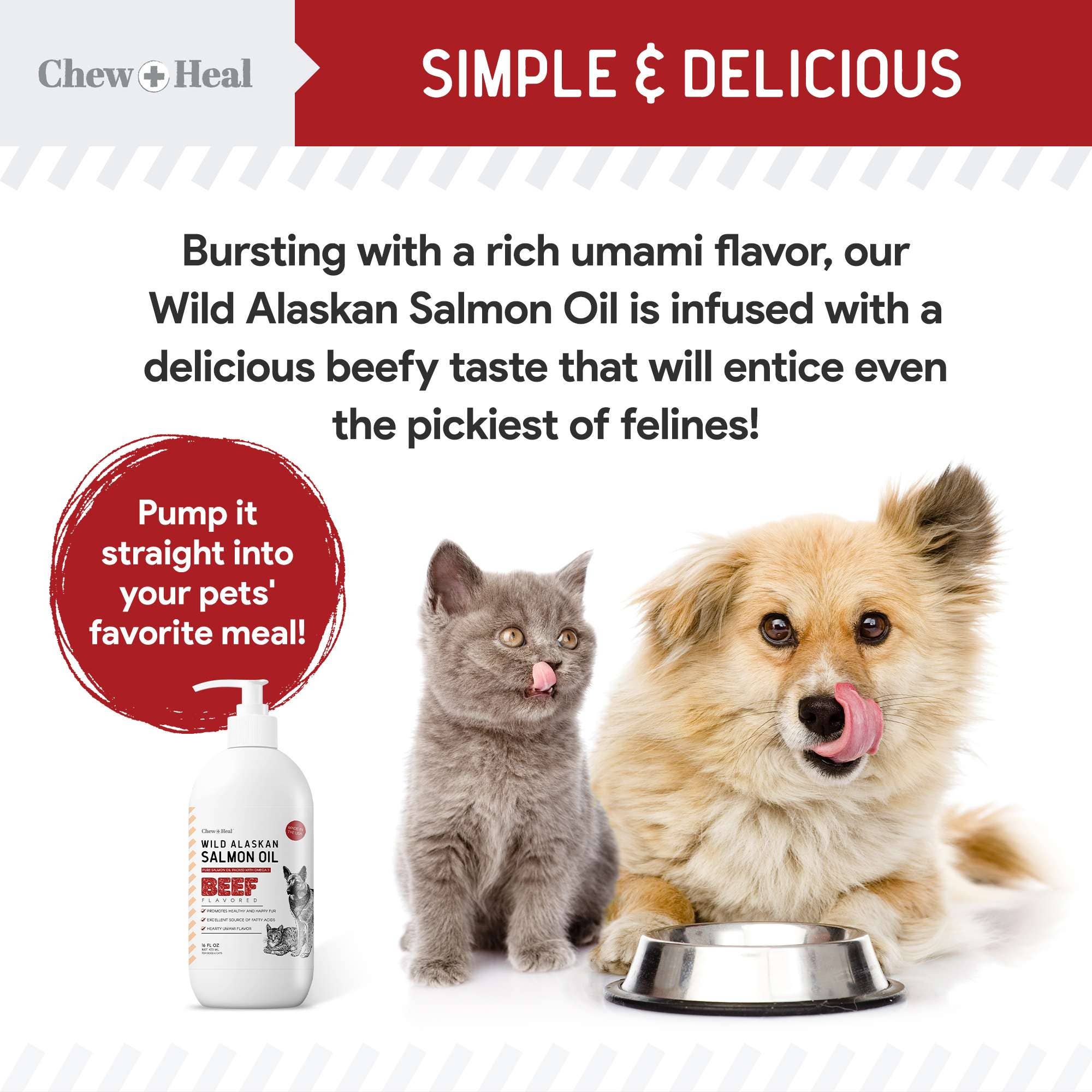 Chew + Heal - Wholesale Pet Supplement - Cat/Dog - Wild Alaskan Salmon Oil Hearty Beef Flavor for Dogs & Cats4