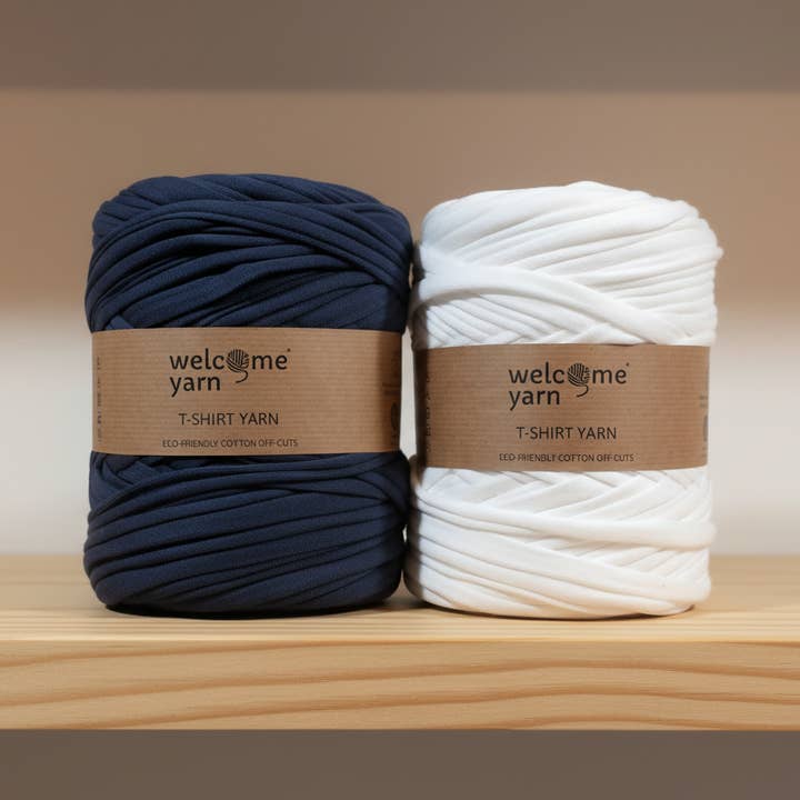 T-shirt Yarn Pack2x - Dark Blue and White for wholesale by WelcomeYarn