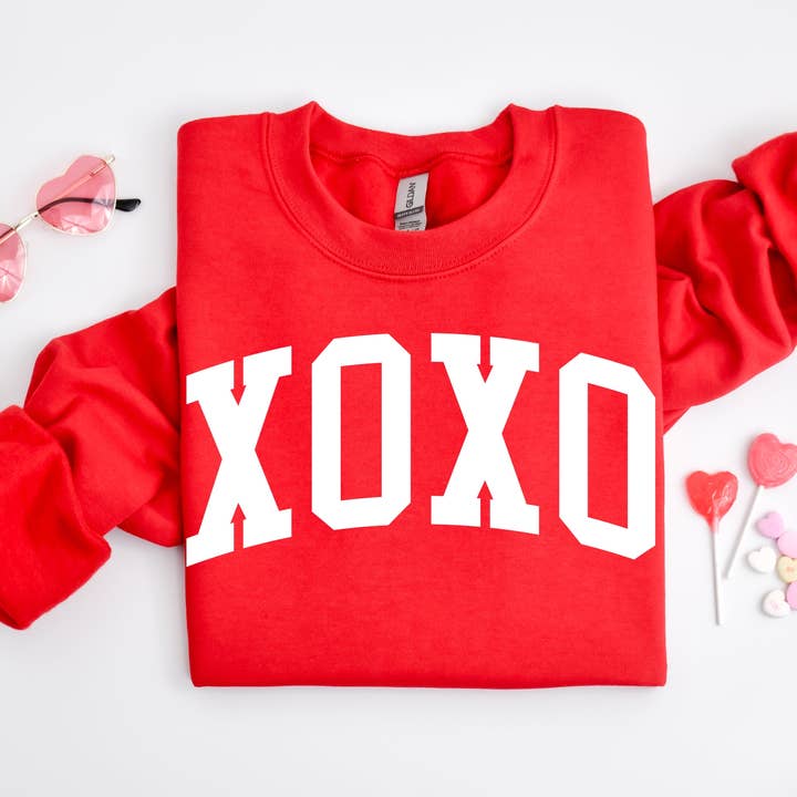 Arched XOXO - Varsity - Basic Fleece for wholesale by Little Mama Shirt Shop